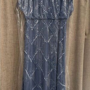 Adrianna Papell Blue Sequin Dress
